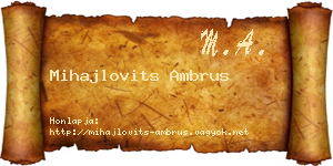 Mihajlovits Ambrus névjegykártya